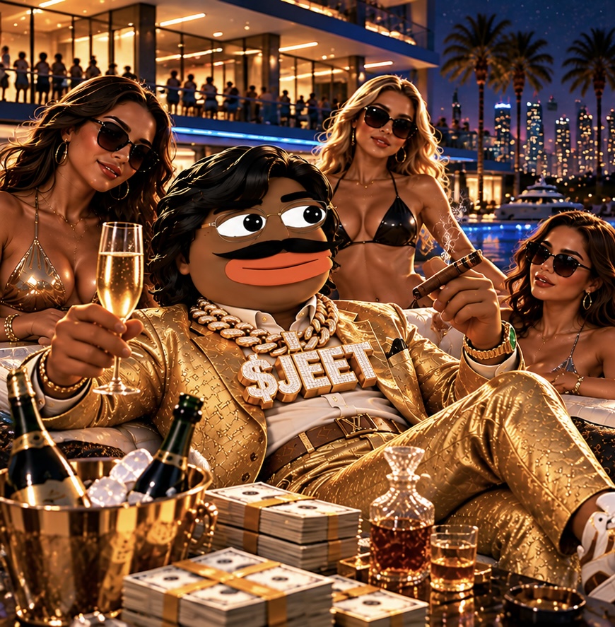 JEET lounging in gold at an evening penthouse celebration